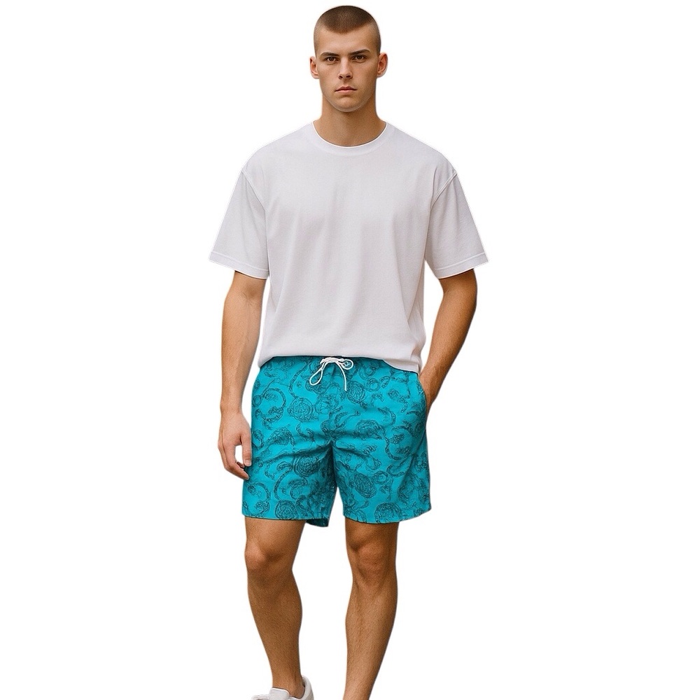 Saks Fifth Avenue Marine Broad Shorts Men Color Teal Size M